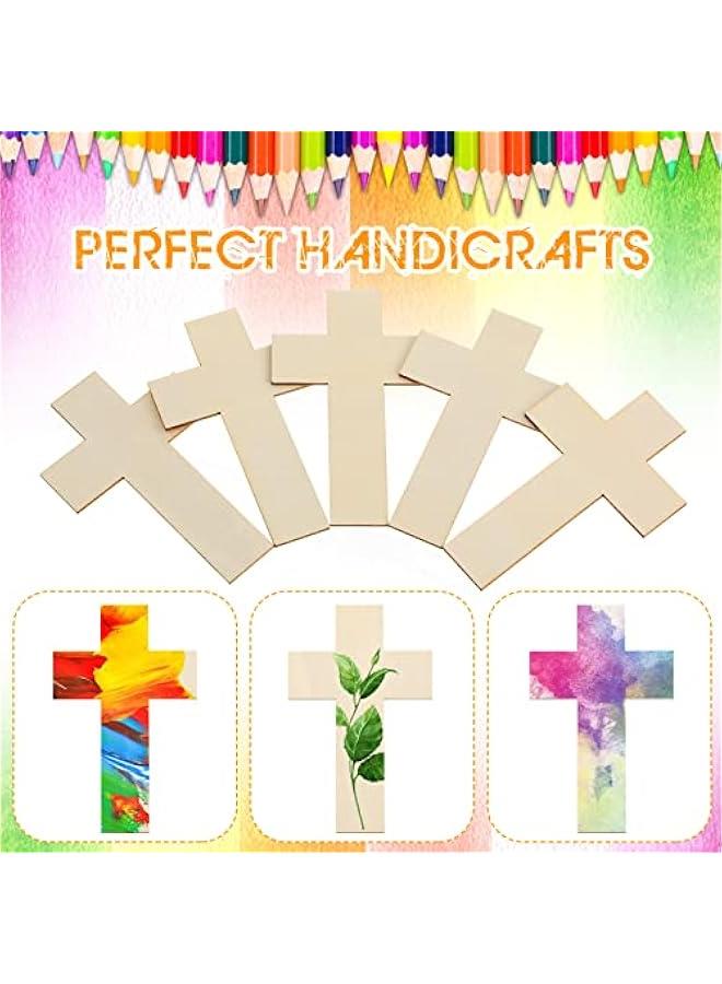 Arabest 100 Pack Blank Wooden Cross Unfinished Cross Shaped Wood Cutouts for DIY Project Tags Sunday School Church Home Decoration Ornaments, 11 x 7 cm/ 4.3 x 2.8 Inches - Image 3