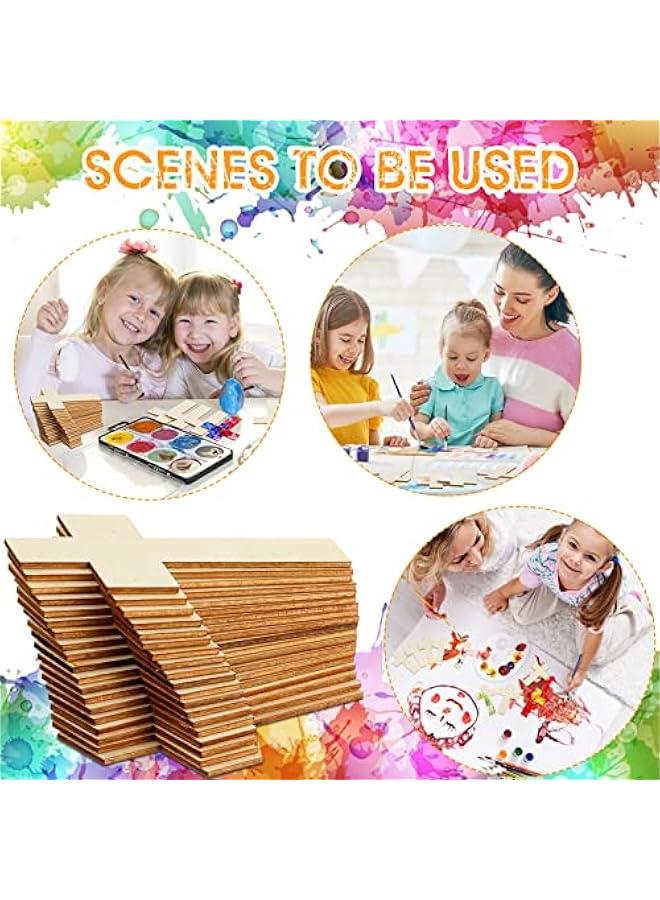 Arabest 100 Pack Blank Wooden Cross Unfinished Cross Shaped Wood Cutouts for DIY Project Tags Sunday School Church Home Decoration Ornaments, 11 x 7 cm/ 4.3 x 2.8 Inches - Image 5