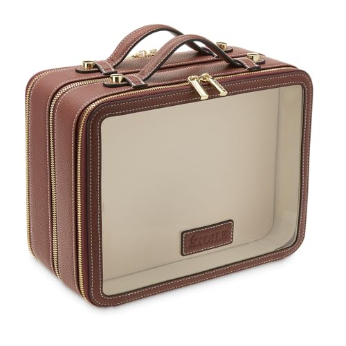 ETOILE - Large Twin Cosmetic Case Ginger Brown - Dual Compartment Cosmetic Beauty Organizer & Toiletry Case - Image 1