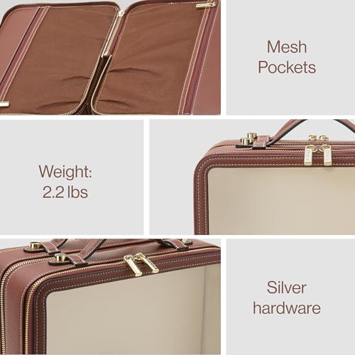 ETOILE - Large Twin Cosmetic Case Ginger Brown - Dual Compartment Cosmetic Beauty Organizer & Toiletry Case - Image 2