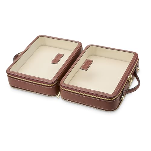 ETOILE - Large Twin Cosmetic Case Ginger Brown - Dual Compartment Cosmetic Beauty Organizer & Toiletry Case - Image 4