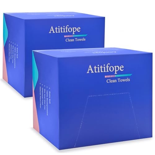Atitifope Disposable Face Towels Makeup Remover Wipes Super Soft and Thick Dry Cleaning Cloths (100Count (2Boxes)) - Image 1