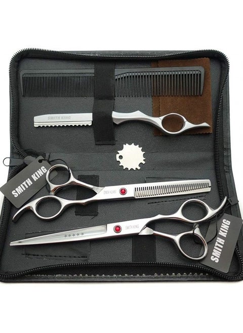 7.0 Inches Professional hair cutting thinning scissors set with razor (Silver)