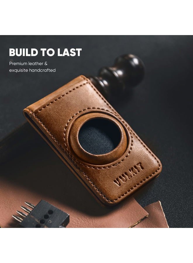VULKIT Magnetic Money Clip with Airtag Case for Mens, Brown, Slim, Gift for Men - Image 5