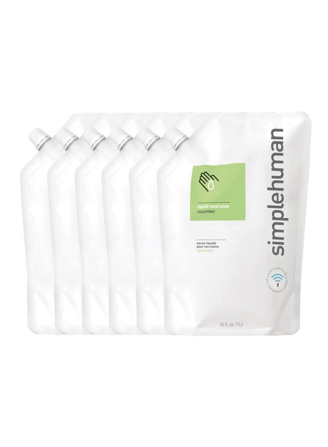 simplehuman كيس إعادة تعبئة سائل صابون اليدين المرطب بالخيار، 34 أونصة سائلة، عبوة من 6 - Image 1