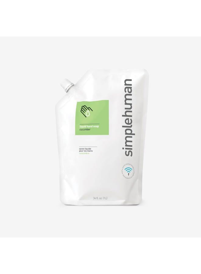 simplehuman كيس إعادة تعبئة سائل صابون اليدين المرطب بالخيار، 34 أونصة سائلة، عبوة من 6 - Image 2