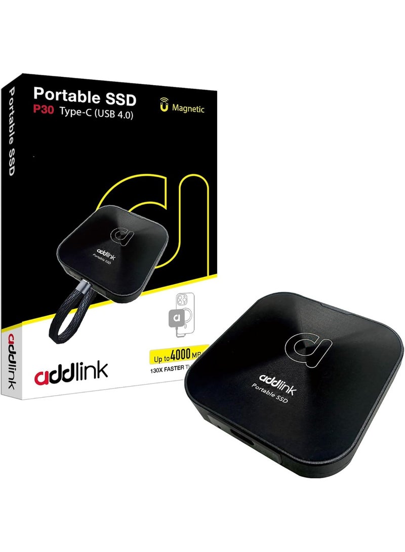 آدد لينك P30 2TB SSD خارجي محمول مع Magsafe، يصل إلى 4,000MB/s، USB نوع C 4.0 40Gbps، دعم تخزين فيديو iPhone ProRes 4K، متوافق مع PC Laptop Mac Windows Linux Android - Image 1