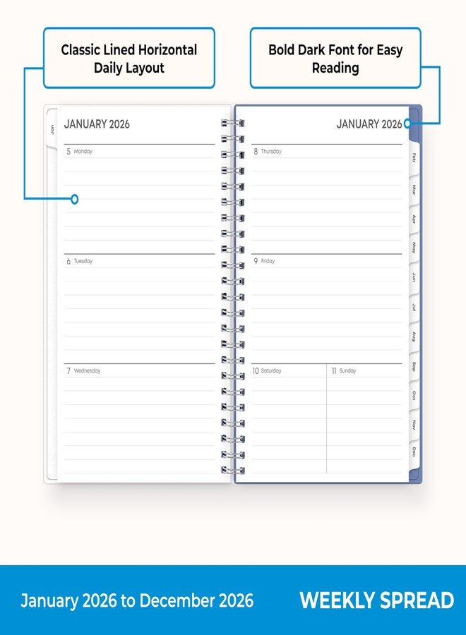 Blue Sky 2026 Weekly and Monthly Planner Calendar, January 2026 - December 2026, 5" x 8", Flexible Frosted Cover, Laminated Tabs, Durable Twin Wire Binding, Lindley - Image 3