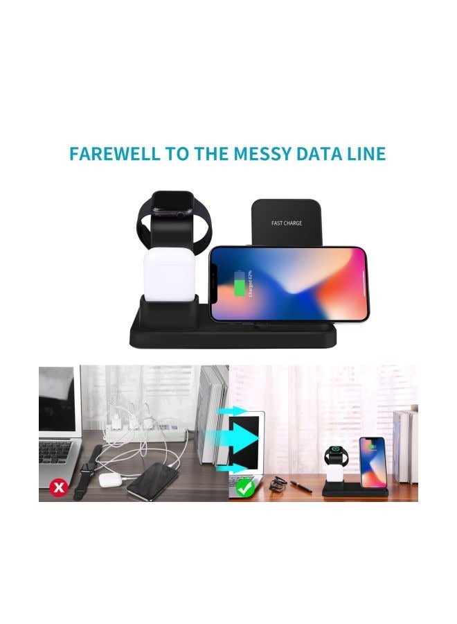 3-In-1 Quick Wireless Charging Stand For Apple iPhone/iWatch/AirPods Black - Image 4