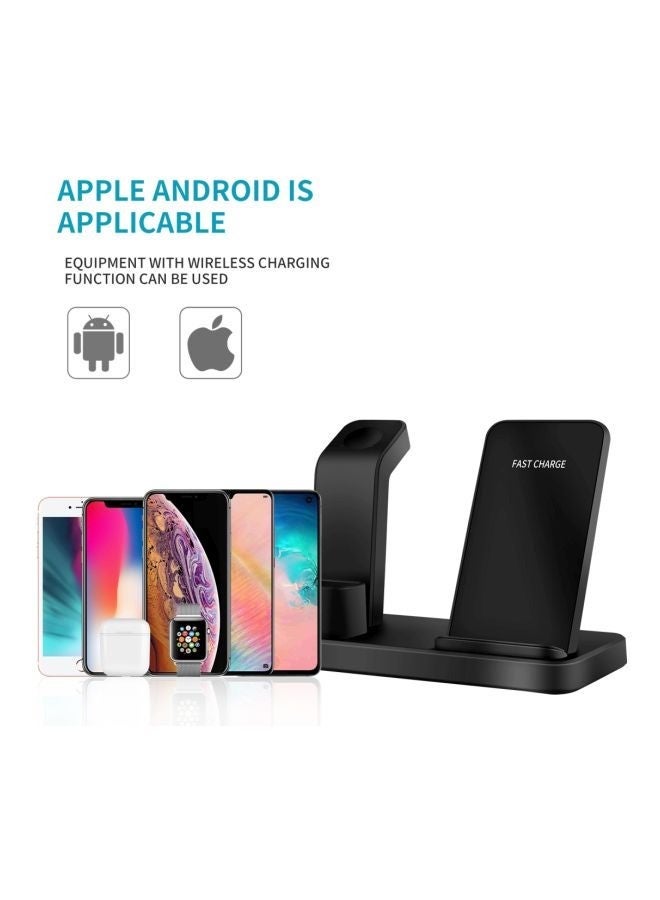 3-In-1 Quick Wireless Charging Stand For Apple iPhone/iWatch/AirPods Black - Image 3