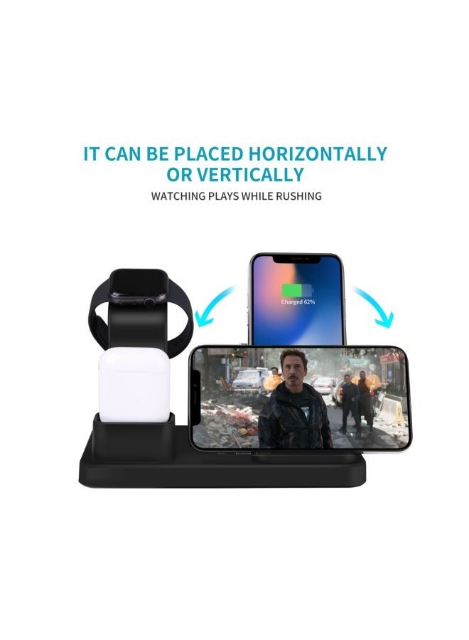 3-In-1 Quick Wireless Charging Stand For Apple iPhone/iWatch/AirPods Black - Image 5