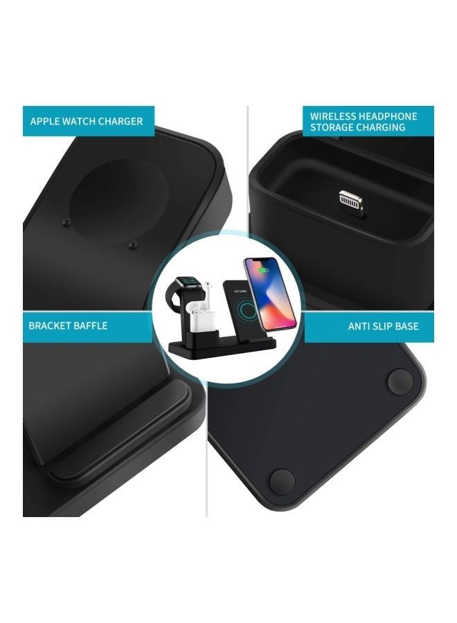 3-In-1 Quick Wireless Charging Stand For Apple iPhone/iWatch/AirPods Black - Image 2