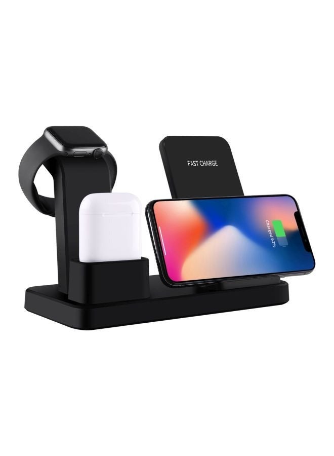 3-In-1 Quick Wireless Charging Stand For Apple iPhone/iWatch/AirPods Black - Image 1