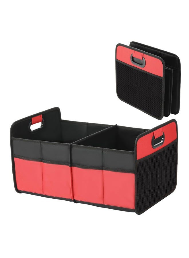 YSSOA 2 Compartments Car Trunk Organizer, 600D Waterproof Oxford Polyester Car Storage, Anti-slip 14" D x 22" W x 12" H Collapsible Trunk Storage, Suitable for SUV, Minivan, Truck, Red - Image 1
