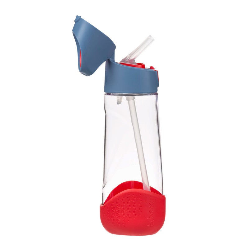 B.Box Big Kids Tritanâ„¢ Drink Bottle with Straw | Leakproof Push Button Lid | Ergonomic Triangle Grip | BPA-Free Reusable Water Bottle for School Kids | 600ml-Blue Blaze - Image 1