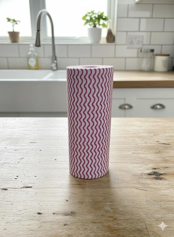 7Shield Non-Woven Kitchen Towel Roll, Multicolor, 23 x 25 cm, (Pack of 1) 40 Pulls Per Roll, Washable, Reusable, Highly Absorbent, for Daily Use (Pink, 40) - Image 1