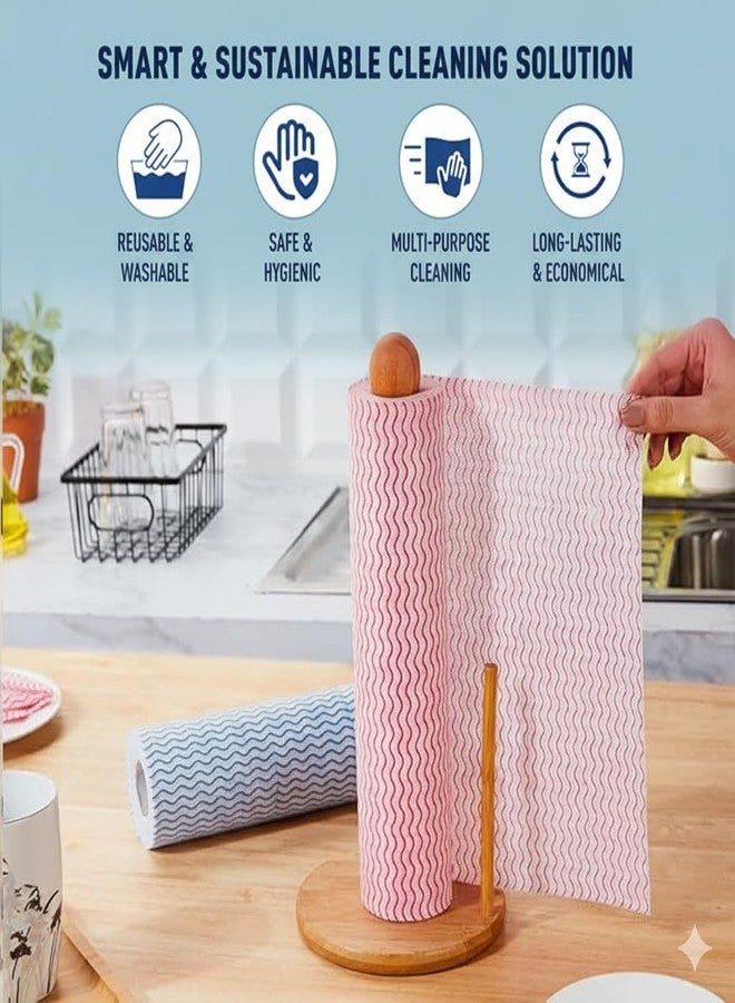 7Shield Non-Woven Kitchen Towel Roll, Multicolor, 23 x 25 cm, (Pack of 1) 40 Pulls Per Roll, Washable, Reusable, Highly Absorbent, for Daily Use (Pink, 40) - Image 3