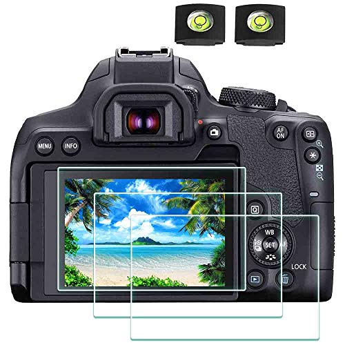 ULBTER Rebel T8I Screen Protector Appliable for Canon EOS Rebel T8i / EOS 850D Camera & Hot Shoe Cover [2+3Pack], 0.3mm 9H Hardness Tempered Glass Saver Anti-Scrach - Image 1
