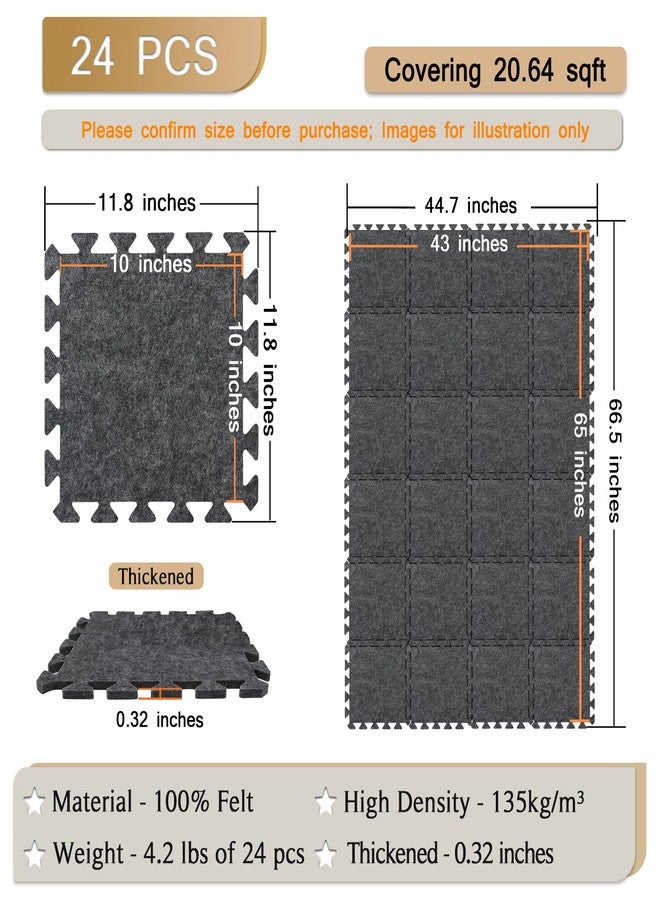 BXI Soundproof Interlocking Rug Pad 24 Pcs, 11x 11 x 0.32 inches Non Slip Rug Pads, High Density Noise Reduction Puzzle Felt Carpet Padding, Rug Mat Protects and Adds Cushion for Hardwood Floor - Image 2