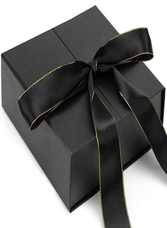 JOHOUSE Black Gift Box, 8x8x3.5 Inches Gift Boxes With Lids For Presents, Magnetic Closure with Ribbon For Weddings, Birthday - Image 1
