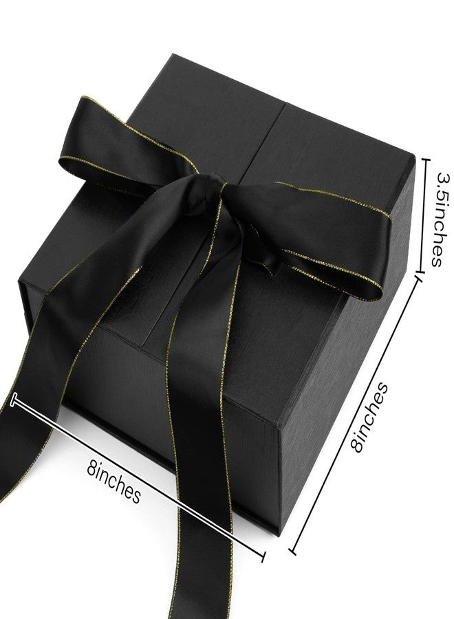 JOHOUSE Black Gift Box, 8x8x3.5 Inches Gift Boxes With Lids For Presents, Magnetic Closure with Ribbon For Weddings, Birthday - Image 2