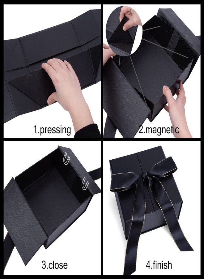 JOHOUSE Black Gift Box, 8x8x3.5 Inches Gift Boxes With Lids For Presents, Magnetic Closure with Ribbon For Weddings, Birthday - Image 3