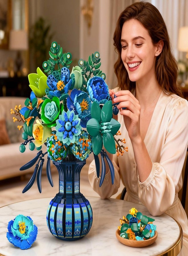 PLAXSOON مجموعة بناء بونساي أزهار الطاووس من PLAXSOON، مجموعة مكعبات بناء نباتية، طقم نباتات اصطناعية لتزيين المنزل، باقة زهور مكونة من 1235 قطعة مناسبة لها وللبالغين والأطفال من عمر 12 سنة فما فوق. - Image 2
