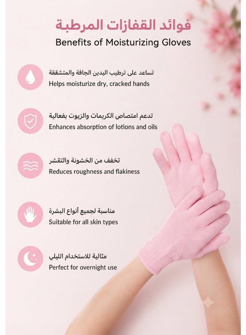 قفازات جل مرطبة لليدين – قفازات سبا قطنية مع بطانة جل سيليكون لترطيب اليدين طوال الليل، لعلاج الجفاف والتشققات، قابلة لإعادة الاستخدام - Image 5