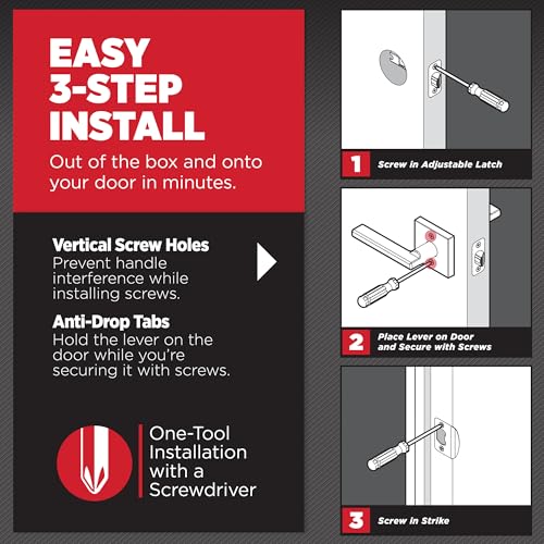 Kwikset Halifax Interior Passage Door Handle, Lever For Closet and Hallway Doors, Reversible Non-Locking Handle Lever, Matte Black, with Microban Protection, Square Rose - Image 5