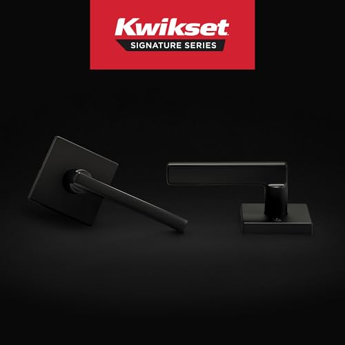 Kwikset Halifax Interior Passage Door Handle, Lever For Closet and Hallway Doors, Reversible Non-Locking Handle Lever, Matte Black, with Microban Protection, Square Rose - Image 2