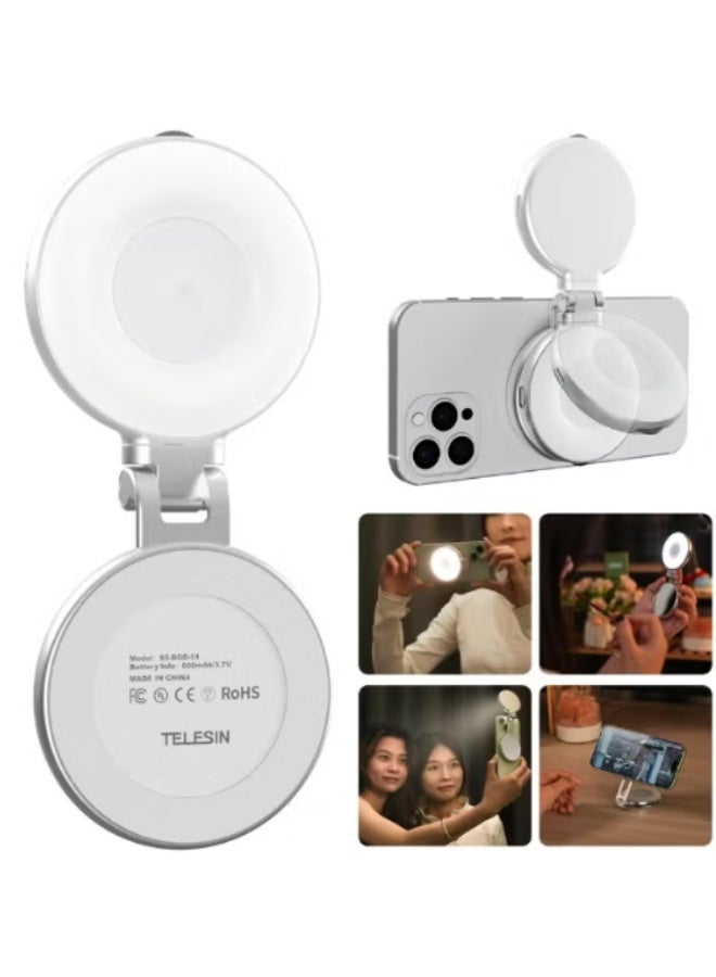 TELESIN C03 Magnetic Mobile Selfie Ring Light with Mirror, Extendable Stand & Adjustable Brightness – Compatible with Smartphones - Image 1