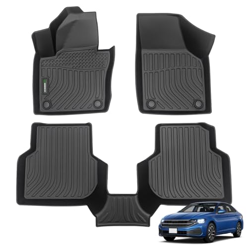 ANBINGO® Floor Mats Custom for VW Jetta 2012-2018 Waterproof Car Mats All Weather Guard Mats Heavy Duty TPE Automotive Floor Liners Accessories Front& Rear Row Full Set Black - Image 1