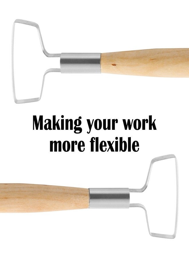 Suiwotin 2pcs Double Ended Clay Carving Tools, Wooden Handle Pottery Sculpting Tools, Ceramic Wax Modeling Trimming Tool for Smoothing, Sculpture Making - Image 2