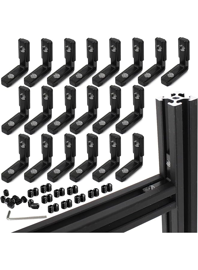 PROMASS promass 20pcs,2020 Aluminum Extrusion Series L-Shape Interior Inside Corner Connector Joint Bracket with Screws for 20x20 Series Aluminum Extrusion Profile Slot 6mm  - Image 1