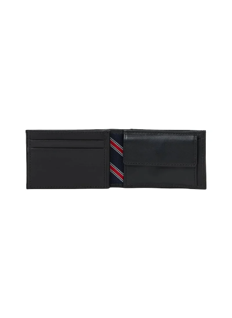 TOMMY HILFIGER Men's Eton Small Sleek Bifold Leather Wallet, Black