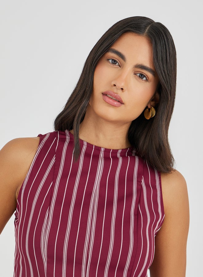 Styli Pinstripe Sleeveless Peplum Top - Image 3