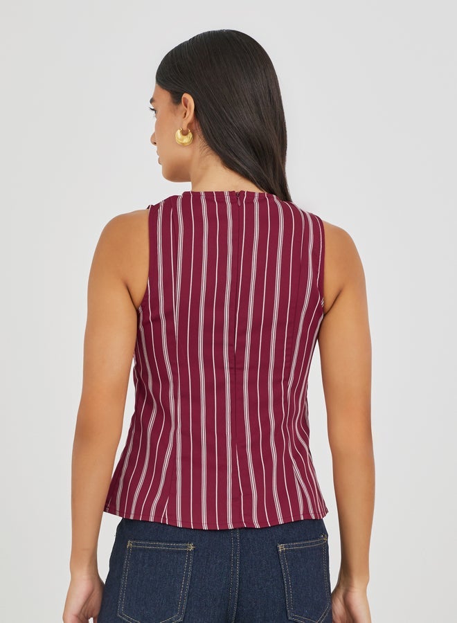 Styli Pinstripe Sleeveless Peplum Top - Image 4