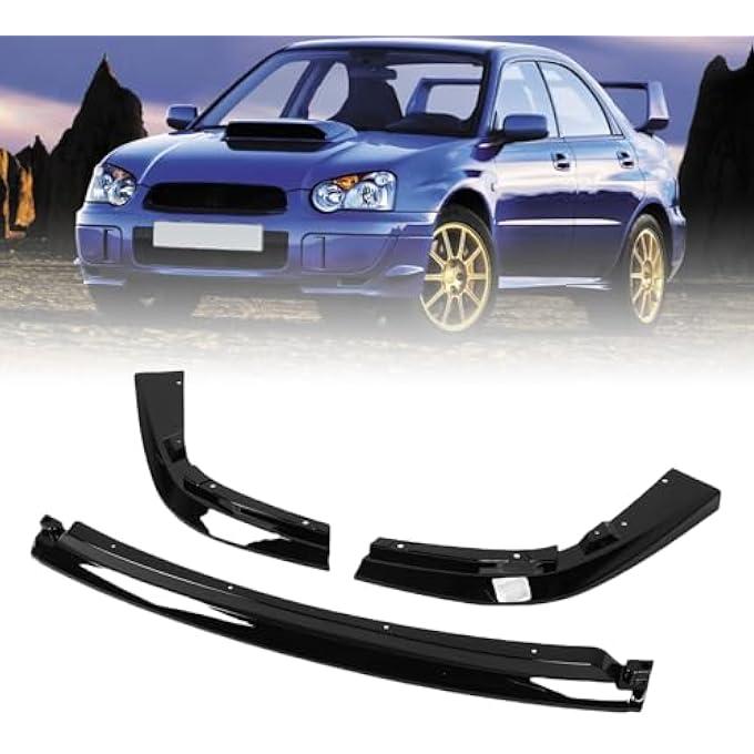 Luocute Front Bumper Lip Chin Spoiler, ABS Material 3 Sections Front Bumper Lip Splitter, Replacement for STI 2004 2005 (Glossy Black) - Image 5