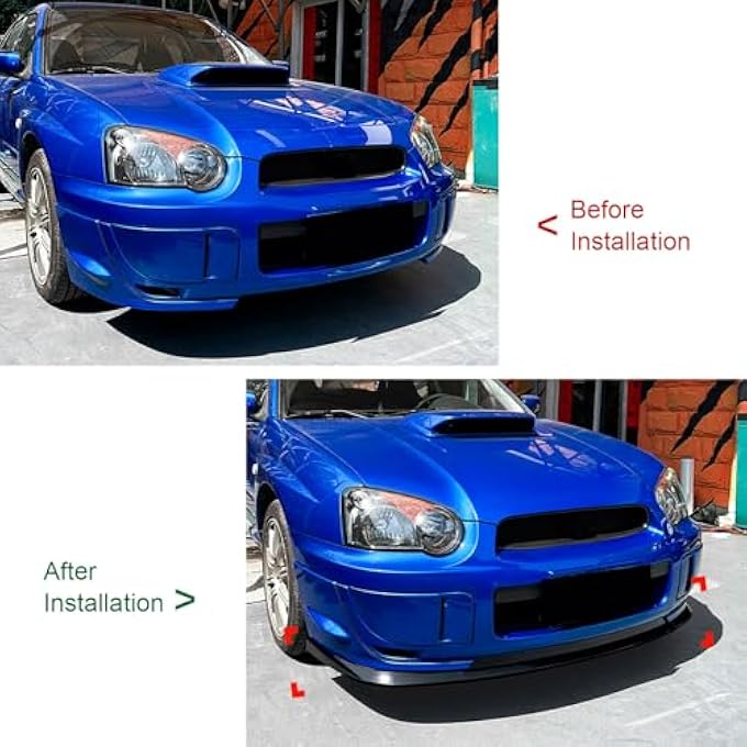Luocute Front Bumper Lip Chin Spoiler, ABS Material 3 Sections Front Bumper Lip Splitter, Replacement for STI 2004 2005 (Glossy Black) - Image 4