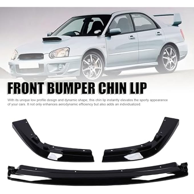 Luocute Front Bumper Lip Chin Spoiler, ABS Material 3 Sections Front Bumper Lip Splitter, Replacement for STI 2004 2005 (Glossy Black) - Image 2