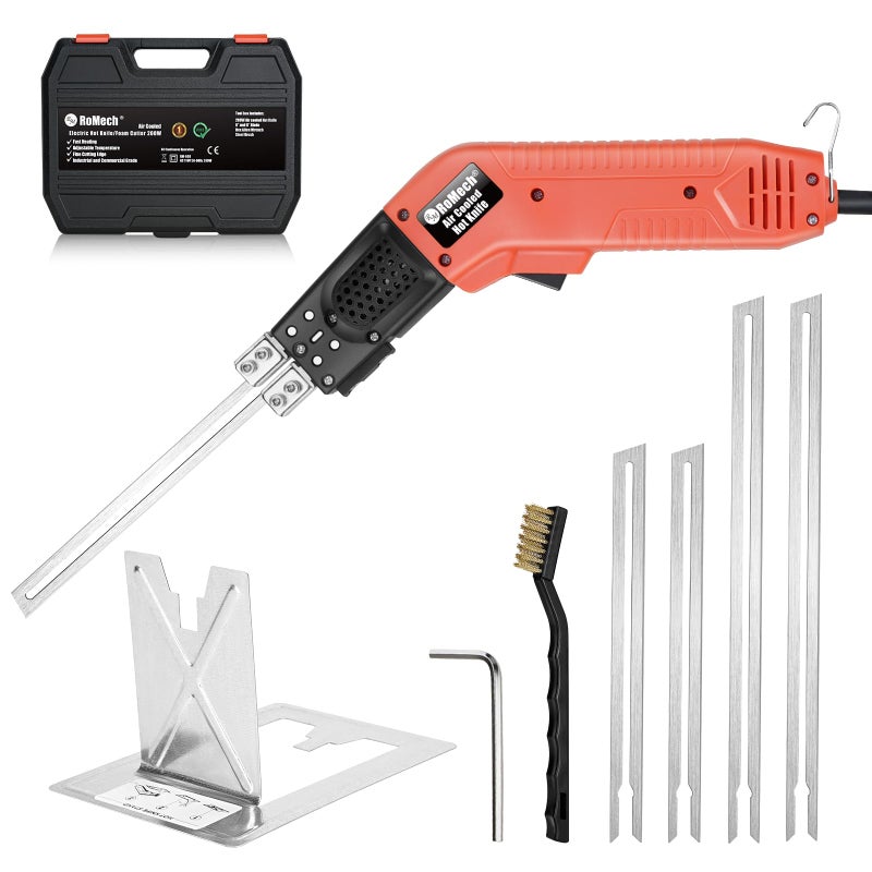 ROMECH Hot Knife Foam Cutter, 200W Air-Cooled Electric Foam Cutting Tool Kit with Blades & Heavy-Duty Case for EPS, XPS, EVA, EPP RM-009 (200W Air Cooled) - Image 1