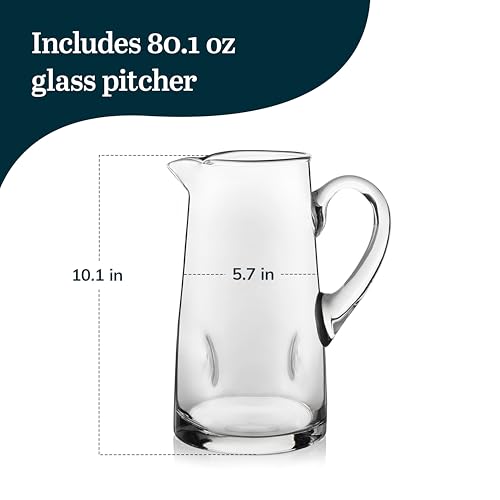Libbey Impressions Large Glass Pitcher, 80 Oz, Clear, Tall Cocktail Pitcher, Modern Glass Pitchers with Handle for Lemonades, Iced Tea, Wine and More - Image 4