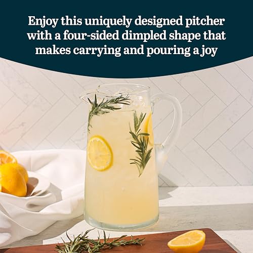 Libbey Impressions Large Glass Pitcher, 80 Oz, Clear, Tall Cocktail Pitcher, Modern Glass Pitchers with Handle for Lemonades, Iced Tea, Wine and More - Image 3