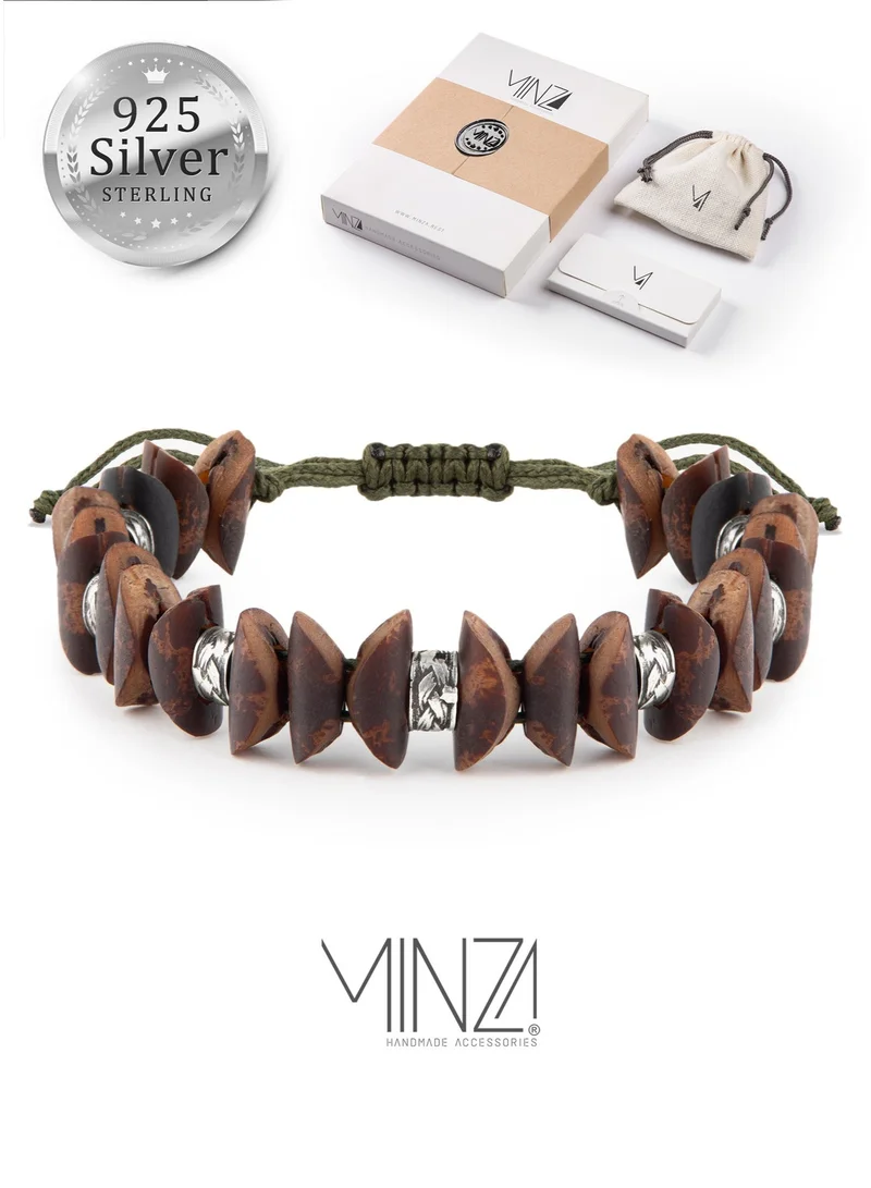 Minza Minza " Hama " Pure 925 Sterling Silver, Date Stone, Handmade Bracelet for Men, Beaded Bracelet, 3.00 grams of Silver, Jewelry for Casual & Special Occasion