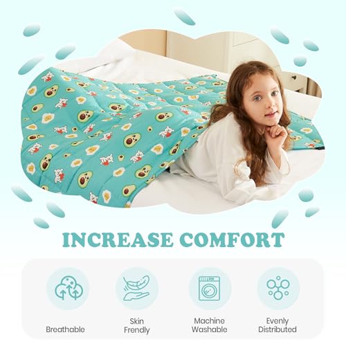 HOSUKKO Weighted Blanket - 7 lbs Green Avocado Heavy Blanket - Small Size Breathable Lap Blanket(41"x60", 7 lbs) - Image 4