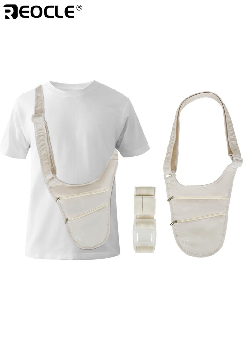 ريوكل حقيبة خصر للجنسين مضادة للسرقة مع حزام قابل للتعديل وسحاب، حقيبة حزام سفر مع أقسام متعددة لتخزين أساسيات المشي لمسافات طويلة والجري. - Image 3