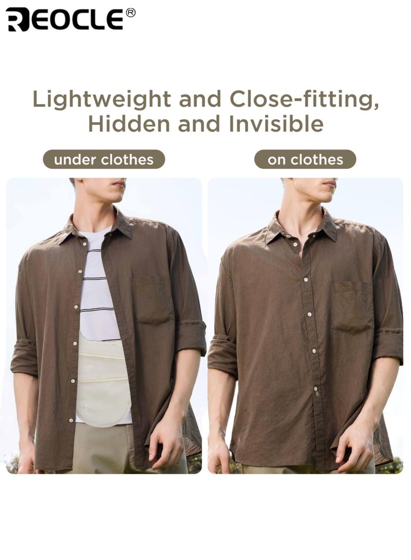 ريوكل حقيبة خصر للجنسين مضادة للسرقة مع حزام قابل للتعديل وسحاب، حقيبة حزام سفر مع أقسام متعددة لتخزين أساسيات المشي لمسافات طويلة والجري. - Image 4