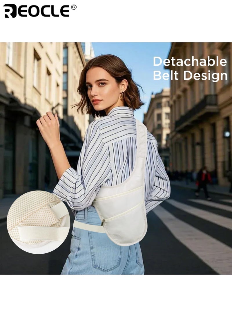 ريوكل حقيبة خصر للجنسين مضادة للسرقة مع حزام قابل للتعديل وسحاب، حقيبة حزام سفر مع أقسام متعددة لتخزين أساسيات المشي لمسافات طويلة والجري. - Image 5