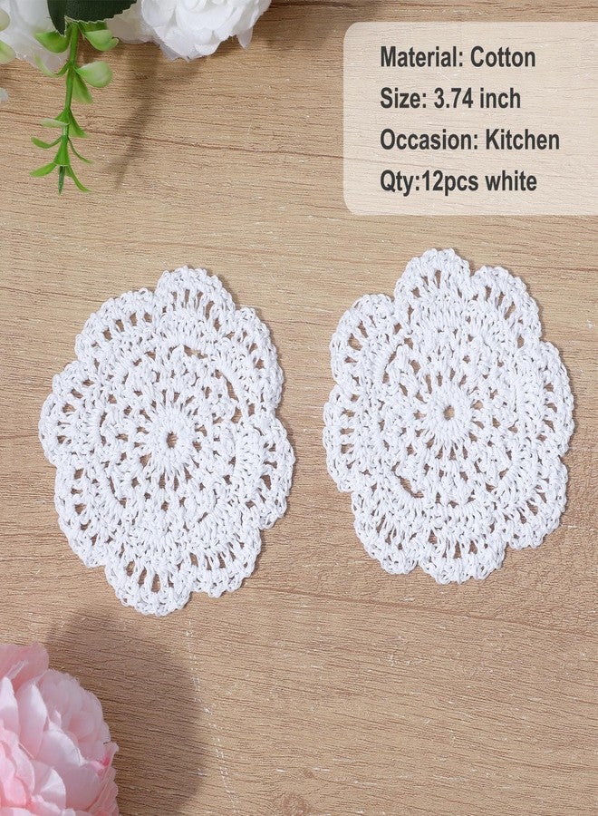Elegaperma 3.7 in Doilies for Dessert Trays, 12 PCS Crochet Doilies, White Handmade Doily Round, Lace Small Doilies for Cups and Table Decoration - Image 3