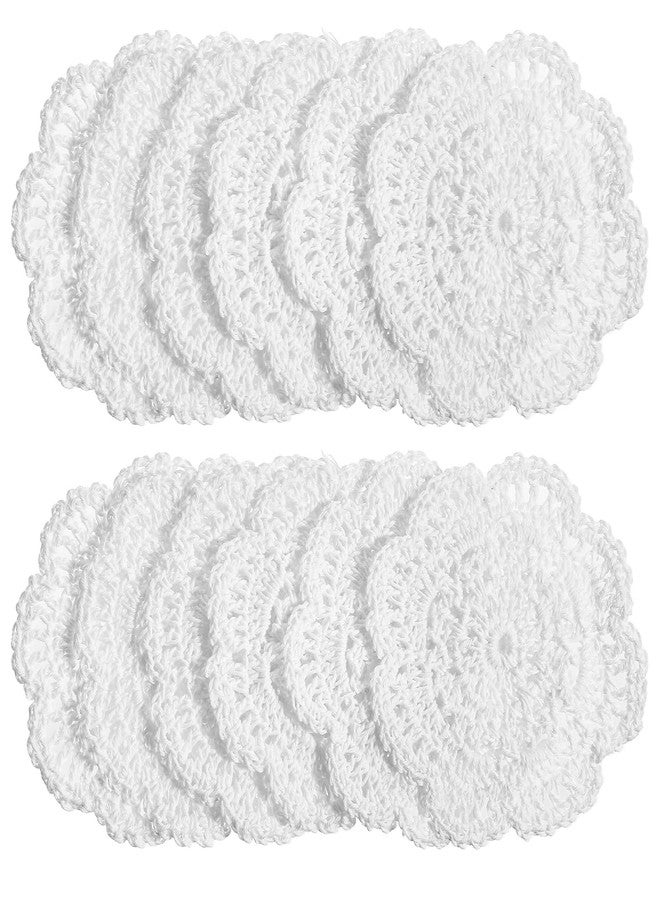 Elegaperma 3.7 in Doilies for Dessert Trays, 12 PCS Crochet Doilies, White Handmade Doily Round, Lace Small Doilies for Cups and Table Decoration - Image 1